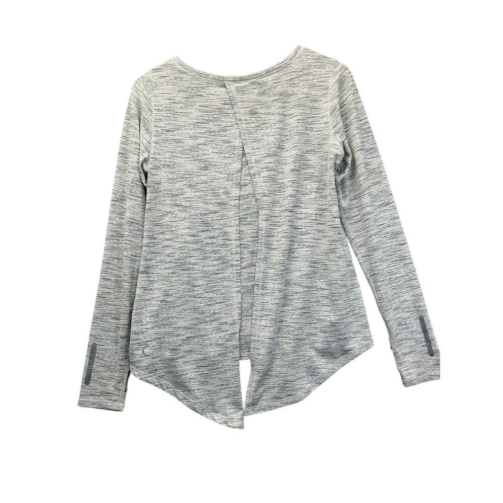 ZYIA Active Gray Ash Split Back Long Sleeve Tee Reflective Women's Sz. Medium - Picture 3 of 15